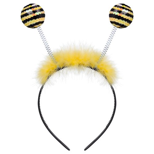Uonlytech 1PC Festival Headband Sequin Ball Bee Feather Hair Hoop Hair Band for Halloween Christmas Yellow