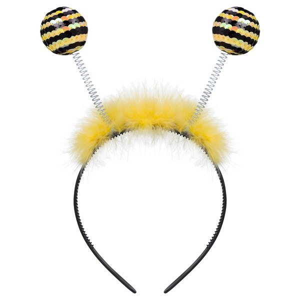 Uonlytech 1PC Festival Headband Sequin Ball Bee Feather Hair Hoop Hair Band for Halloween Christmas Yellow