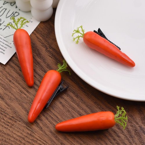 4Pcs Funny Simulated Foam Carrot Shape Hair Clips 2.5" Food Shaped Hair Clips Women Girls Hair Accessories, Carrot