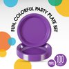 Exquisite 7 Inch. Purple Plastic Dessert/Salad Plates - Solid Color Disposable Plates - 100 Count
