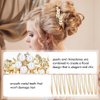 Dizila 8 Pieces Gold Metal Vintage Pearl Rhinestone Butterfly Flower Leaf Sun Moon Prom Bridal Wedding Hair Side Combs French Twist Hair Pins Grips Headpieces for Women Girls