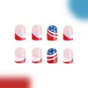 24pcs 4th of July Press on Nails Short Square French Tip Fake Nails American Flag Star Full Cover Glue on Nails Patriotic Nail Designs Independence Day False Nails for Women Acrylic Nails Decoration