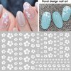 White Flower Nail Art Stickers 3D Self Adhesive Nail Design Nail Art Supplies White Cherry Blossoms Designers Nail Decals for Acrylic Nail Women Girls Manicure DIY Decoration(4 Sheets)