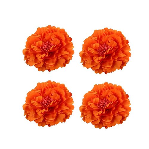 Koolgil Women's 4Pcs Bohemia Peony Flowers Hairpin Hair Clip Flower Brooch for Travel Party Festivals (Orange)