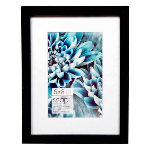 Snap Wall Mount Mat Picture Frame, 6 inches x 8 inches, Black (05FW1803)