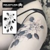 INKARTLINK Temporary Tattoos, Semi Permanent Tattoo Adult Art Design Waterproof Temp Tattoo Party Favors Tattoo Stickers Realistic Look, No Adhesive, Lasts 1-2 Weeks Black (Art Flower)