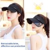 Summer Sun Visor Hat - Women Adjustable Golf Cap with Retractable Brim, UV Protection Beach/Tennis Sport Hat (Black)