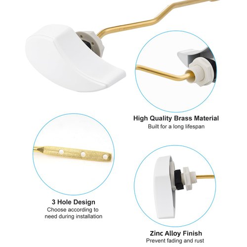 Hibbent 2 Pack Toilet Handle Tank Flush Lever Replacement Compatible with TOTO THU068#CP Trip Lvr for St743S, Side Mount Toilet Flush Handle, Toilet Trip Lever, Toilet Repair Handle, White