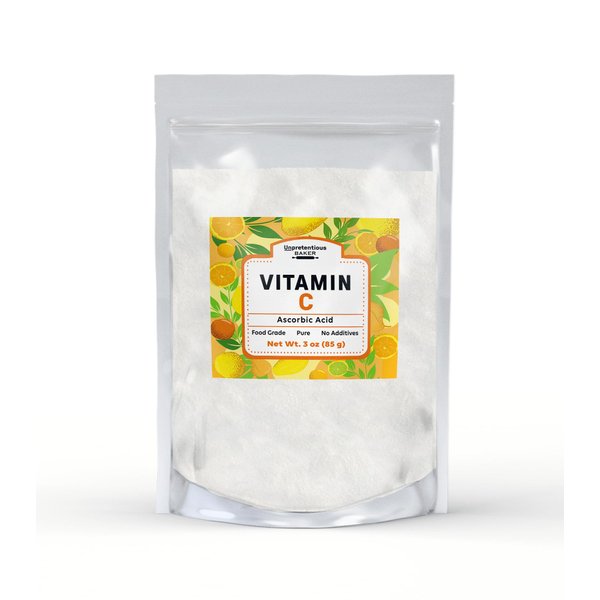 Unpretentious Vitamin C Powder Baker (3 oz) Ascorbic Acid, Resealable Bag