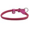Round Genuine Rolled Leather Choke Dog Collar Pink (15" Long)