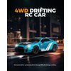 RACENT RC Drift Car, High Speed Remote Control Car, 4WD RC Cars with LED Light, Racing and Drifting Wheels, 2 Batteries, Toy for Boys, Girls, Kids (Blue)