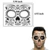 Halloween Face Tattoo Day of the Dead Tattoos Sugar Skull Water Transfer Stickers(5 PACK) with Floral Red Rose Black Web Fake Face Mask Tattoo for Mexican Halloween Parties Favor Supplies, Masquerade