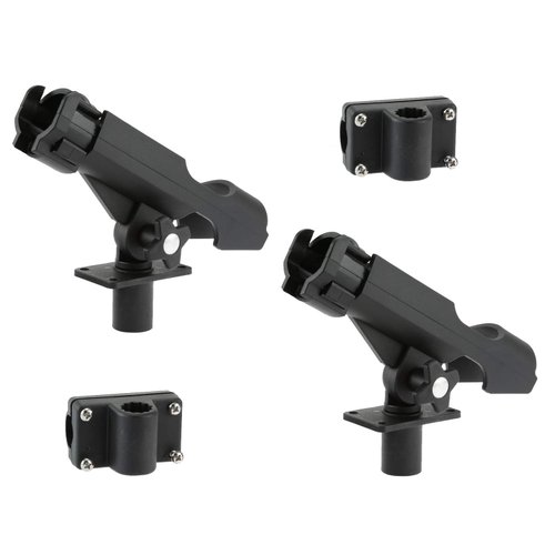 HiUmi Adjustable Black Fishing Rod Holder for Boat Kayak Swivel Side Mount Kits Tackle (RH40-2Pack)