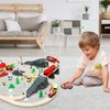 Battery Operated Train Set for Wooden Train Track (w/sound & Magnetic Connection), Powerful Engine Action Locomotive Train Set Fits Brio, Thomas, Chuggington Wooden Tracks, Train Toys for Toddlers 3Y+