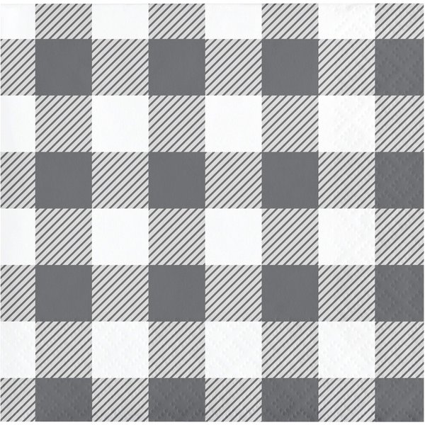Creative Converting Gray and White Buffalo Check Beverage Napkins, 16 ct, 5"