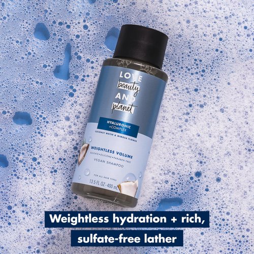 Love Beauty and Planet Weightless Volume Shampoo with Hylauronic acid Coconut Water & Mimosa Flower for Thin and Fine Hair 13.5 oz