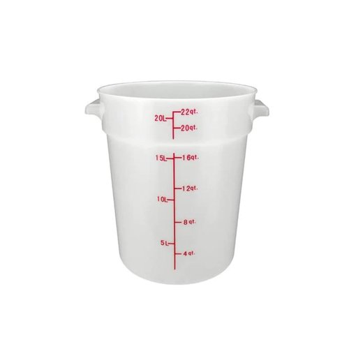 Winco PP Round Storage Container, 22-Quart, White