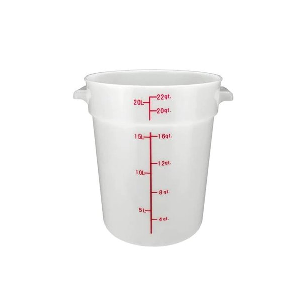Winco PP Round Storage Container, 22-Quart, White