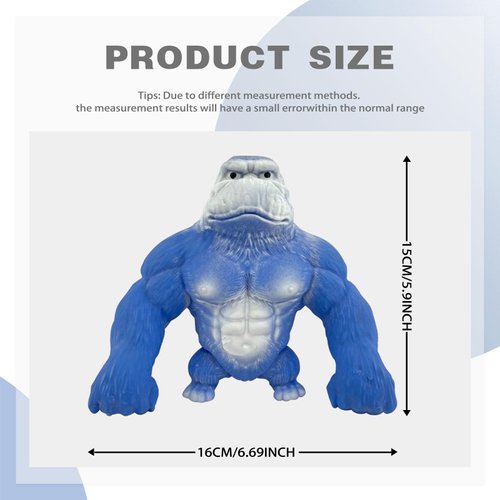 Zuhekti Squishy Monkey Toy Anime Figurine Latex Monkey Toys Jungle Animal Figurine, Squishy Gorilla Monkey Toy for Kids Child Boys Girls（Blue）