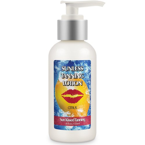 Best Sunless Tanner Lotion by Sun Kissed Tanning: Enough Self Tanning Lotion For Flawless Tan on Your Entire Body & Face. Healthy Tanner With Natural Ingredients (4oz)
