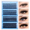 PHKERATA Fluffy Lash Clusters Wispy Eyelash Clusters 30D+40D+50D+60D Lashes Clusters 320pcs 4 Style Mix Natural Cluster Eyelash Extension DIY Individual Lashes D Curl False Eyelashes, 10-16mm