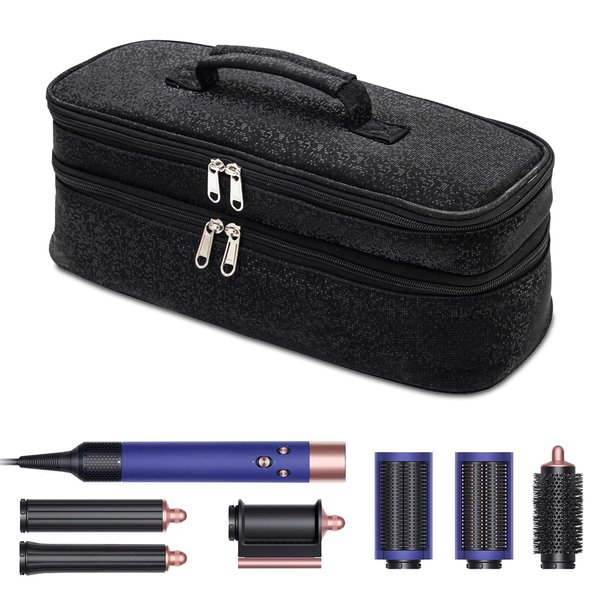 Long Case Compatible with Shark Flex Style Case, Dyson Airwrap Travel Case, Shark Hair Dryer Case, Shark Flexstyle Carrying Case, Dyson Travel Case Airwrap, Hair Tool Organizer (Black Diamond)