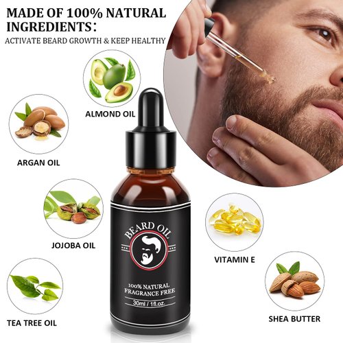 ABUDICS Christmas Gifts for Men Dad, Mens Stocking Stuffers, Beard Kit, Beard Growth and Grooming Kit w/Beard Oil Beard Balm Beard Brush Beard Comb Scissors