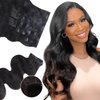 Clip in Hair Extensions Seamless Clip in Hair Extensions Human Hair Real Hair Extensions Clip in Human Hair,Body Wave 110g 14 Inch Natural Black Ultra-thin PU Weft,100% Remy Hair Extensions
