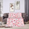 Cute Snake Reptile Blanket Ultra Soft Cozy Pink Flower Snake Throw Blanket Fleece Fuzzy Plush Bedding Blanket Real Snake Lovers Gifts for Women Girls Kids Adults Couch Sofa 50"x40"