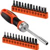 HORUSDY 25-Piece Security Torx Screwdriver Bit Set | T5-T40 Torx Bit Set 1/4 inch Ratcheting Magnetic Bit Driver | 12Pcs Torx Bit and 12Pcs Common Bit