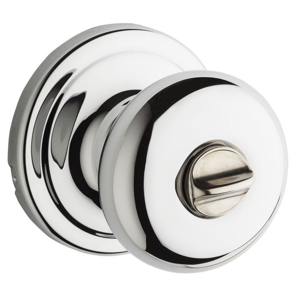 Kwikset Hancock Interior Privacy Door Knob with Lock, Door Handle For Bathroom and Bedroom, Polished Chrome Keyless Turn Lock Doorknob