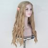 Miss U Hair Long Wavy Flax Golden Ash Blonde Hair Women Party Cosplay Costume Wig with Elf Ears Halloween