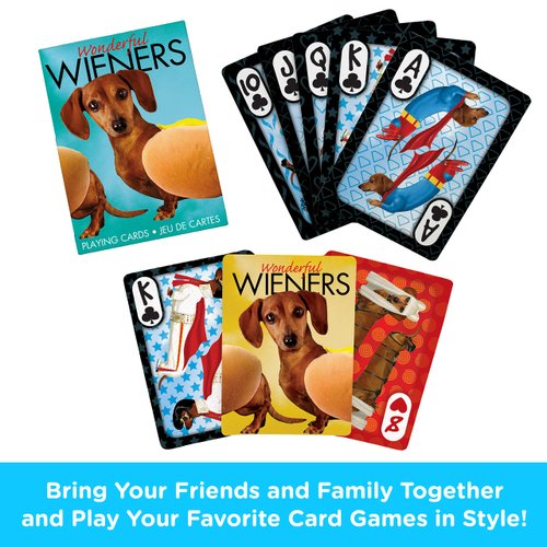AQUARIUS Wonderful Wieners Playing Cards - Cute Weiner Dog Themed Deck of Cards for Your Favorite Card Games - Weiner Dog Merchandise & Collectibles - Poker Size with Linen Finish