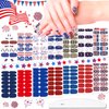 JERCLITY 14 Sheets 4th of July Nail Wraps Independence Day Nail Polish Strips Patriotic Nail Wraps American Flag Nail Strips Self-Adhesive Solid Color Nail Stickers with Nail File for Memorial Day