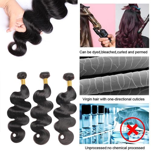 Human Hair Bundles 20 22 24 Inch Body Wave Bundles Human Hair 100% Unprocessed 12A Brazilian Virgin Hair 3 Bundles Human Hair Extensions Deals Long Weave Bundles Human Hair Double Weft Natural Black