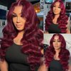 26 28 30 Inch Vinmdonm 99J Human Hair Bundles Red Body Wave Bundles Brazilian Burgundy Body Wave Bundles Human Hair Unprocessed Virgin Hair 3 Bundles 99J Bundles Human Hair Extensions