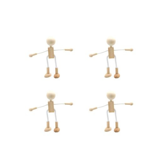 Exceart Wooden Pegs Wooden Pegs Peg Doll Supplies 4PCS Unfinished Wood Doll Shapeable Educational Crafts Toys Desktop Decoration for Kids DIY Painting Supplies Wooden Pegs Dining Table Decor