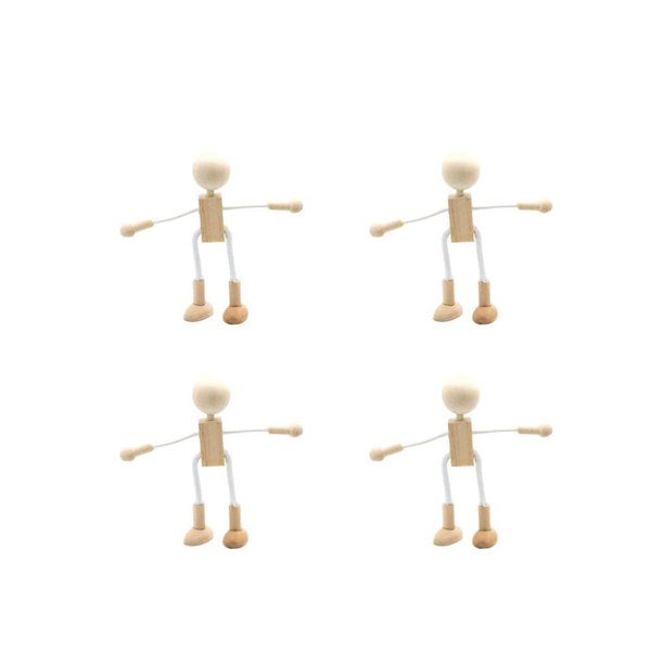 Exceart Wooden Pegs Wooden Pegs Peg Doll Supplies 4PCS Unfinished Wood Doll Shapeable Educational Crafts Toys Desktop Decoration for Kids DIY Painting Supplies Wooden Pegs Dining Table Decor