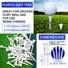 3-1/4 Inch Golf Tees Plastic Performance Series Low Resistance Tee White, Mixed Pack of 40 in Bulk 4 Prongs Golf Tees Improve Swing Accuracy and Distance,10 Short Tees
