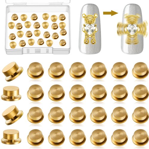 Leelosp 30 Pieces Spinning Nail Charms Nail Art Rotating Charm Rotating Bearing Nail Art Tool Nai...