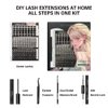 ANNAFRIS Lash Extension Kit,DIY Lash Clusters Eyelash Extensions Kit,Individual Lashes Kit with Lash Bond and Seal, Lash Remover and Lash Tweezers for Self Use (A-JS Kit)