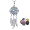 INFUSEU Dreamcatcher Necklace Aromatherapy Gifts Essential Oil Diffuser Lava Rock Stone Pendant Native American Indian Jewelry for Women Dream Catcher Feather Spiritual Meditation Items
