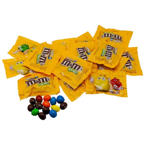 Milk Chocolate Peanut M&Ms Fun Sized Individual Bags - 2LB Resealable Stand Up Bag (approx. 45 pieces) - Bulk Milk Chocolate Bulk Filler Candies - Candy for Parties and Holidays
