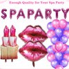 32 Pcs Spa Party Balloons Pink Spa Theme Birthday Party Supplies Lip Lipstick Cosmetics Balloons Decorations for Girls Spa Day Makeup Party (rose red)