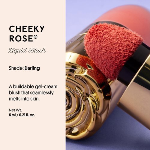 Winky Lux Cheeky Rose Liquid Blush, Gel Cream Blush Wand, Blendable & Buildable Pigment, Long Lasting Weightless Velvet Finish, Deep Coral Blush, Darling