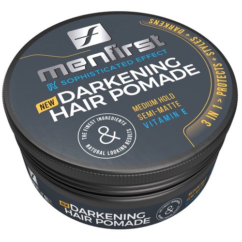 MENFIRST - Hair and Beard Pomade for Men - Instant Gray Coverage for Medium Brown to Black Styling Paste - Darkens White Hair Like a Wax - 1 Pack