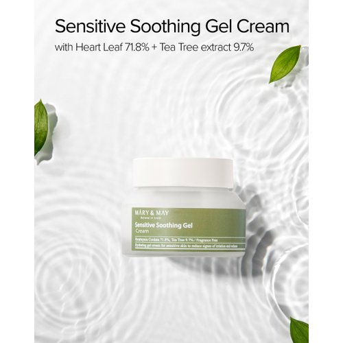 Mary&May Sensitive Soothing Gel Cream - Instant Cooling and Redness Relief, Pore-Tightening Face Cream with Tea Tree and Houttuynia Cordata Extracts - No Sticky, Refreshing Finish, 2.46oz.