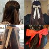 Hair Bows for Girls Hair Tie Clip Silky Satin Toddler Accessories Thin Clips Skinny Silk Clip in Tail Bows Ribbon (6Pcs Black+White+Pink+Beige+Oxblood Red+Brown)