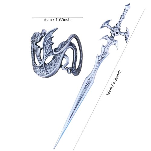 Weapon Hairpin Chinese Hair Sticks for Women – Hair Chopsticks Accessories (dragon and sword)