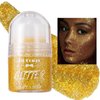 Body Glitter Roll on Festival Glitter Gel Makeup for Hair Face and Body Color Changing Glitter Gel Rave Party Makeup 25ml Gold